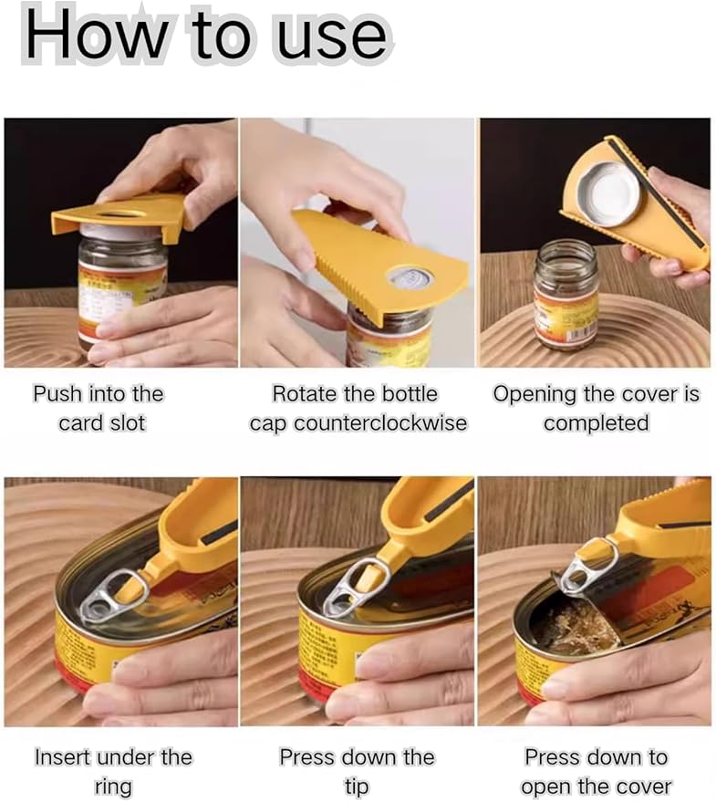 Jar Opener for Weak Hands, Bottle Can Opener Multipurpose Tool for Effortless Lid Removal Lightweight Plastic Design for Seniors & Outdoor Use, Cap Opens Dia 1.18 to 2.76in Lid