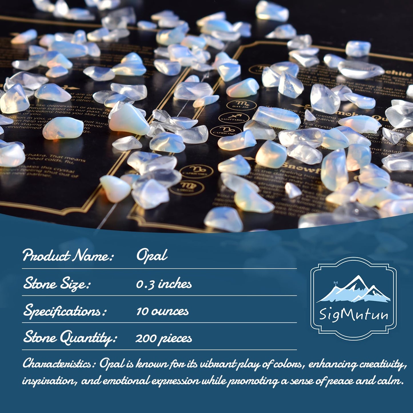 Polished Opalite Crystal Chips 200 Pcs - 0.3" 10 oz Tumbled Stone Chips Crushed Sea Glass Stones Healing Reiki Crystal Making Home Decoration