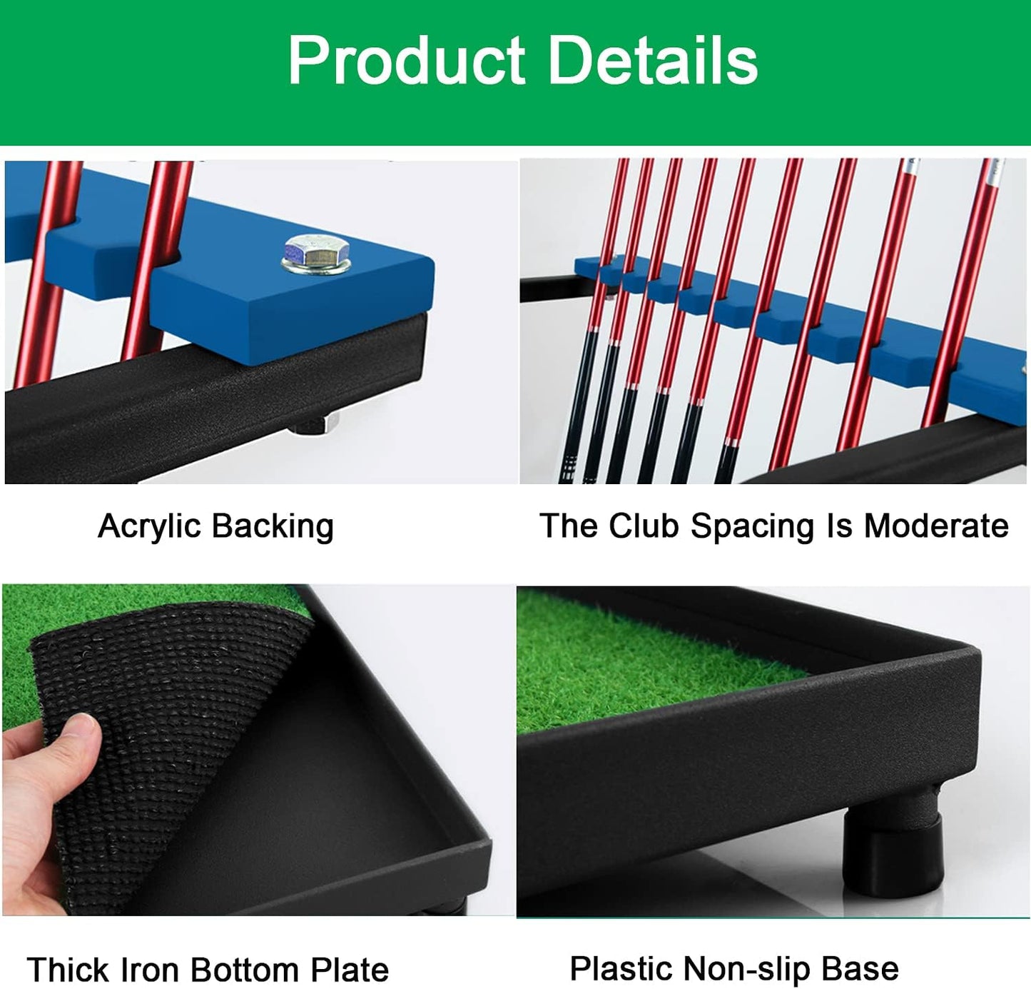 Nisorpa Golf Club Organizer Rack Golf Club Display Stand Rack Holder Shelf Golf Putter Rack Holder Stand 9 Putters Metal Golf Club Stand 9 Clubs with Artificial Grass Mat