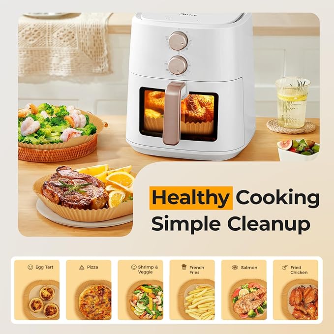 Air Fryer Liners Disposable 8" Square, 500 Pcs Unbleached Parchment Paper Liners for Airfryer Basket, Non-Stick & Leakproof Baking Paper for Oven & Pan
