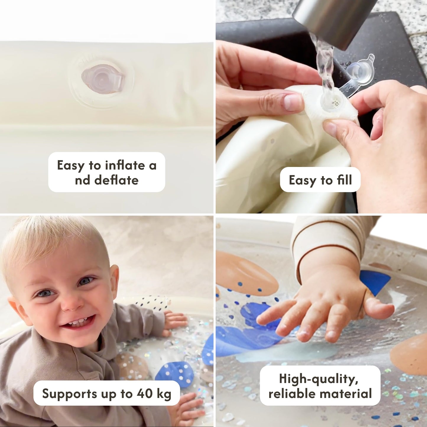 Hakuna Matte Baby Water Mat 73 x 42 cm - Tummy Time Water Mat from 3, 6 & 9 Months, Sensory Toy Baby with Glitter, Montessori Water Play Mat, Stomach Position Toy, Aquarium, BPA-Free, Odourless