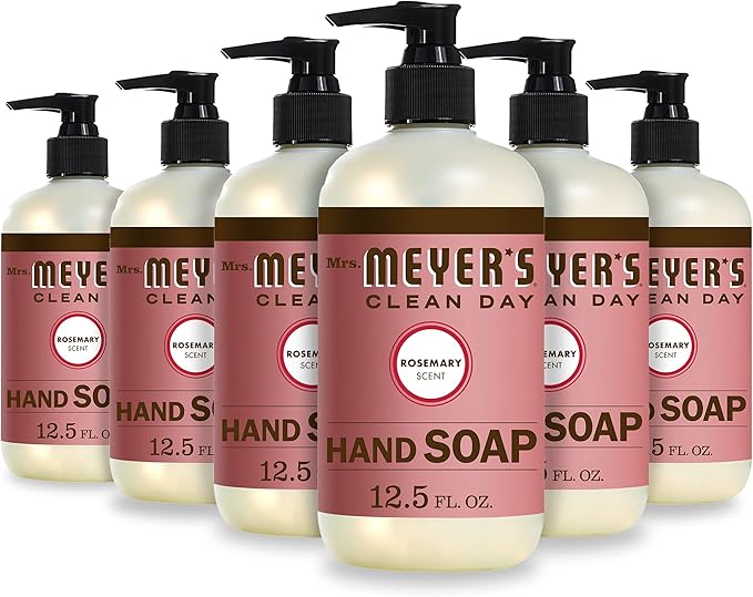 MRS. MEYER'S CLEAN DAY Hand Soap, Made with Essential Oils, Rosemary, 12.5 fl. oz - Pack of 6