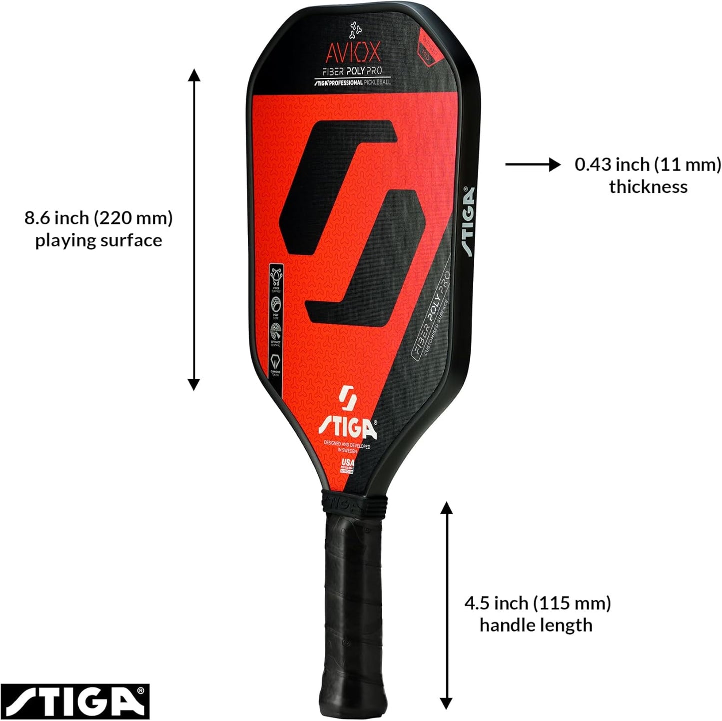 STIGA Aviox Pickleball Paddle | Midweight Paddle - USAPA Approved - Designed in Sweden