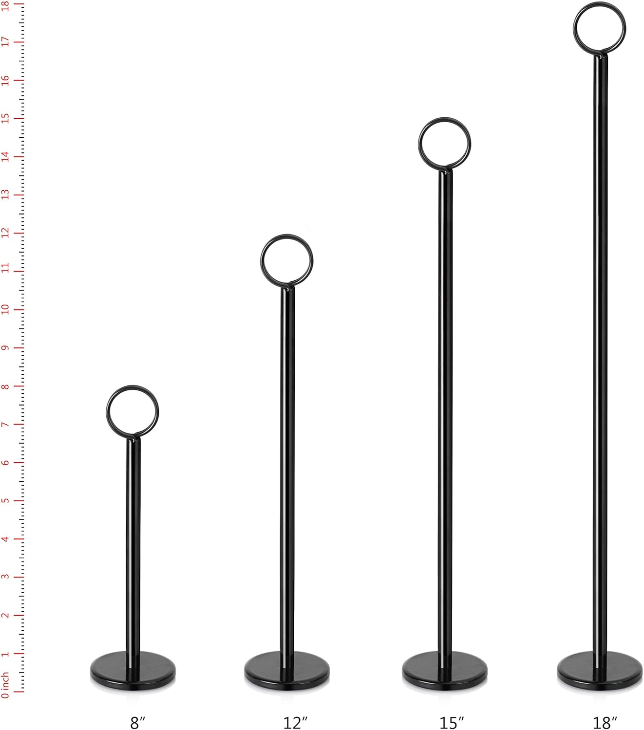 New Star Foodservice 27716 Ring-Clip Table Number Holder/Number Stand/Place Card Holder, 12-Inch, Set of 12, Black Finish