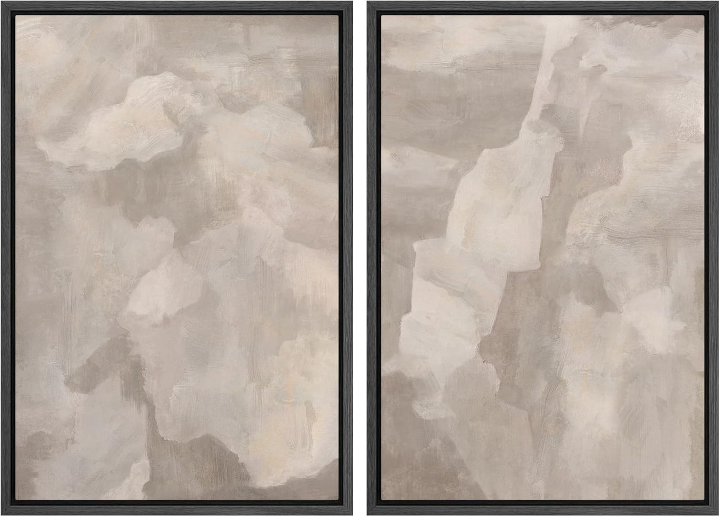 SIGNWIN Framed Canvas Print Wall Art Textured Abstract Earthy Beige Tones Illustrations Modern Art Decorative Contemporary for Living Room, Bedroom, Office - 24"x36"x2 Black
