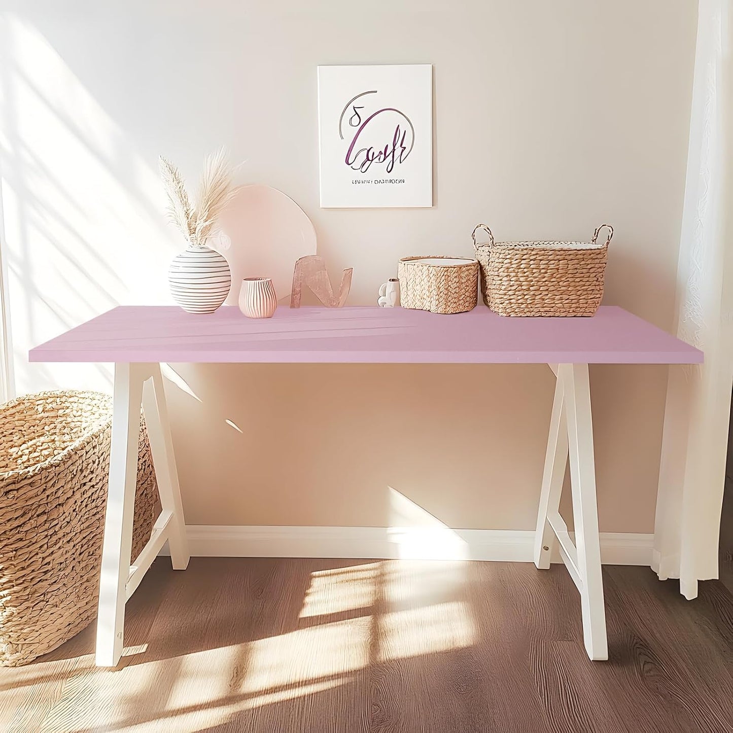 Kaboon Universal Tabletop 59.1"x23.62" Nostalgia Rose, Table Top only for Sit Stand Desk, Reversible Melamine Top,Double Desks Home Office