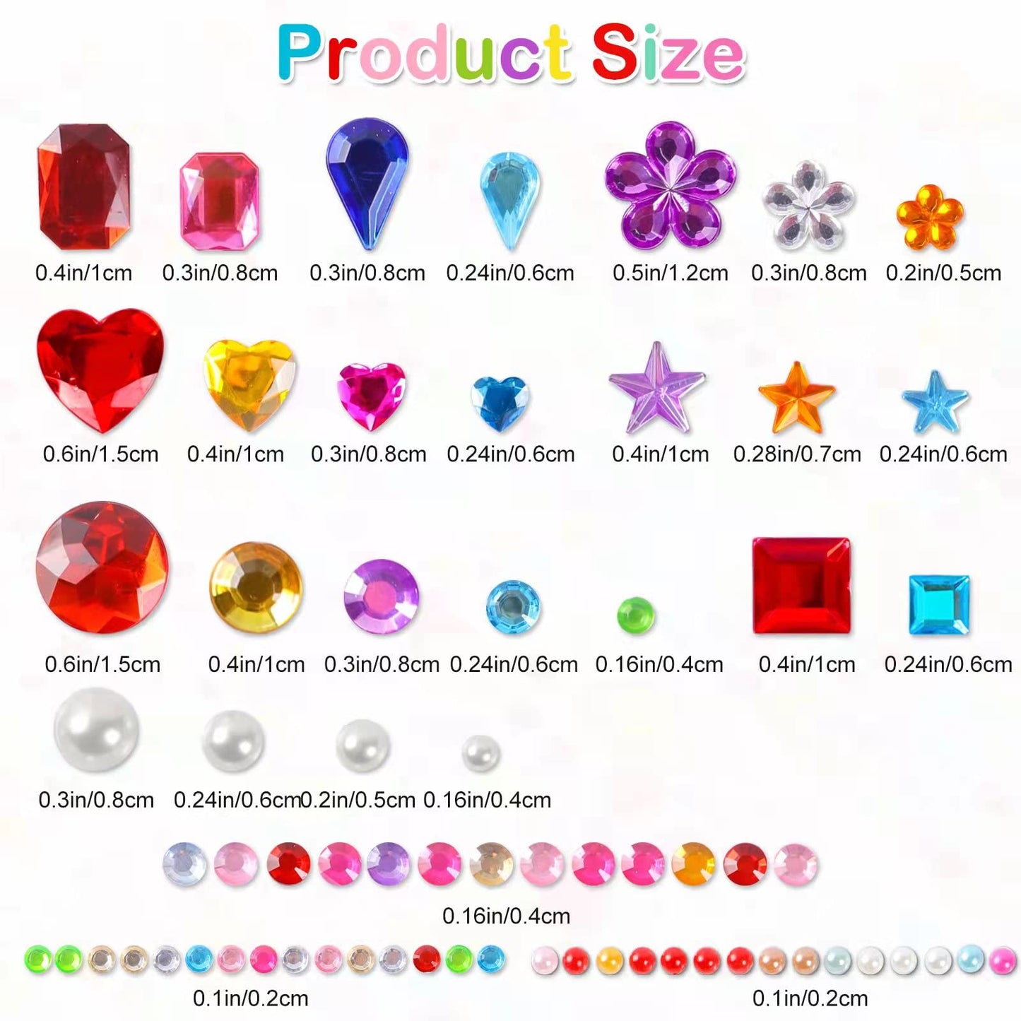 3654pcs Gem Stickers Jewels for Crafts - Self Adhesive Rhinestone Jewel Stickers, Stick on Gems Rhinestones for Crafts, Acrylic Bling Heart Stickers, Craft Supplies
