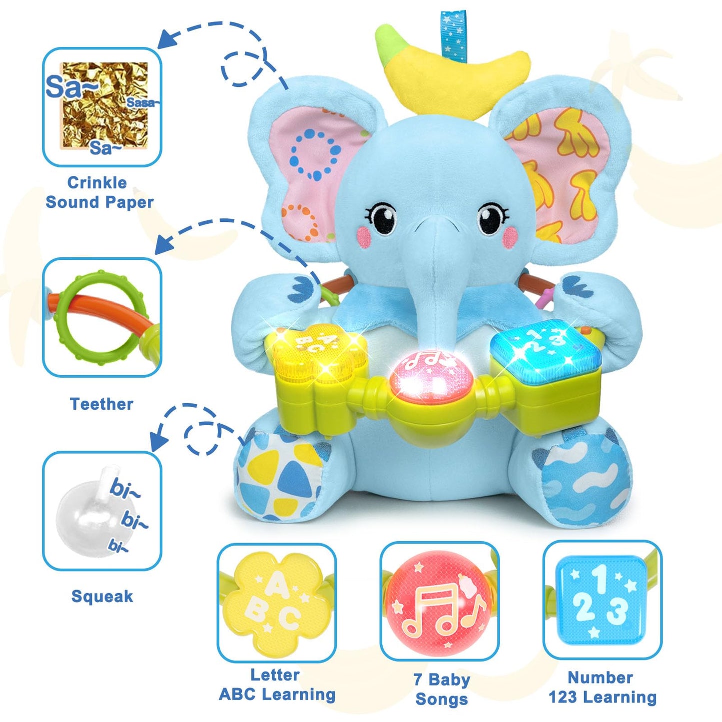 Holaxander Baby Gift Set for 0-6-12+ Months (1 * Baby Ladybug Musical Toy & 1 * Musical Plush Dinosaur Toy)