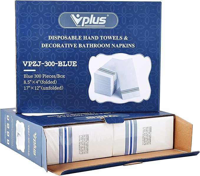 Vplus 300 PACK Guest Towels Disposable Bathroom, Decorative Bathroom Napkins Cloth Feel, Soft, and Absorbent Disposable Paper Hand Towel for Dinners, Kitchen, Parties, Weddings, Christmas Party