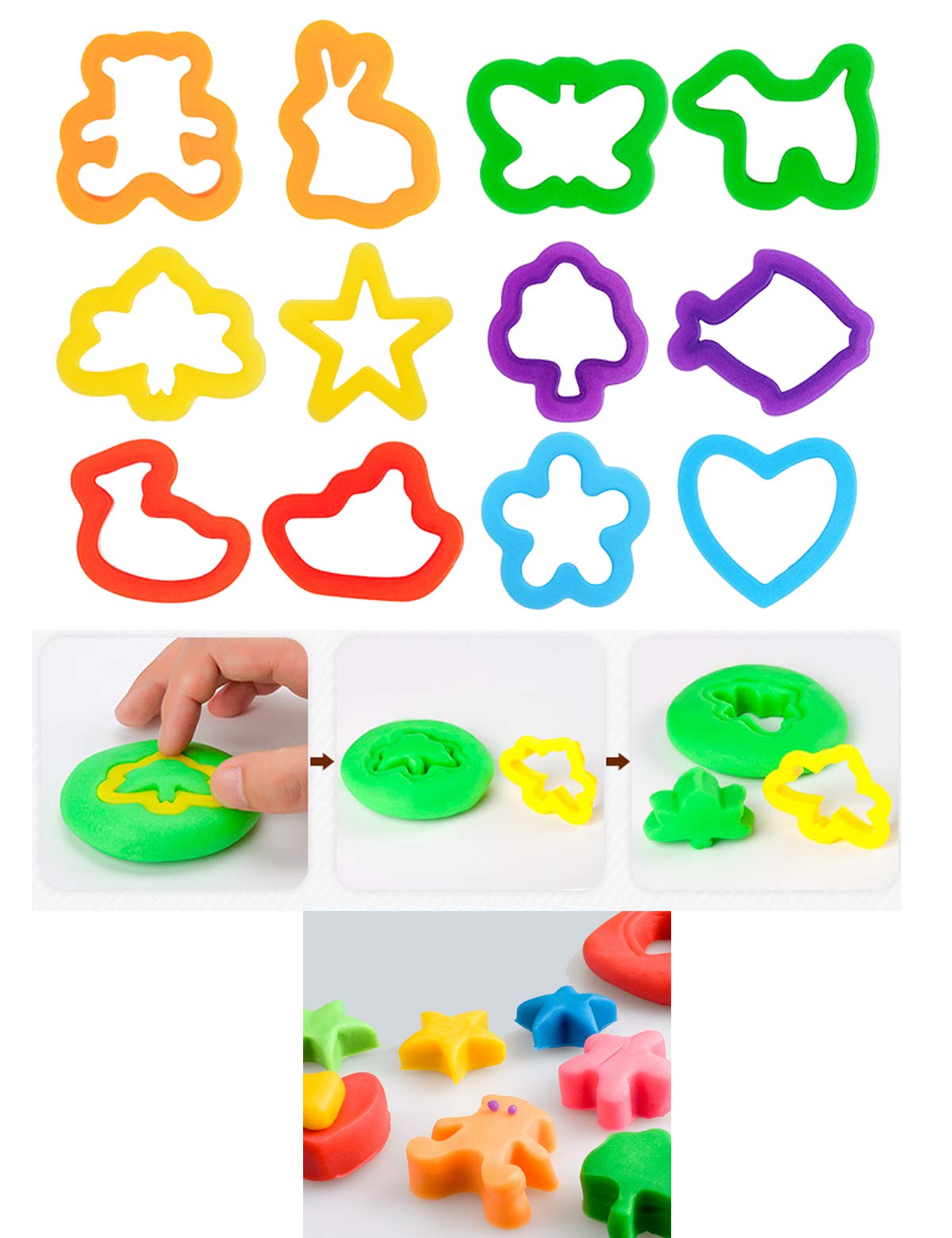 Pecopcock Letter Molds Tools Set for Kids 69Pcs Accessories, Rollers and Cutters, Numeral Various Plastic Animal Molds and Art Clay Tools for Creative Cutting