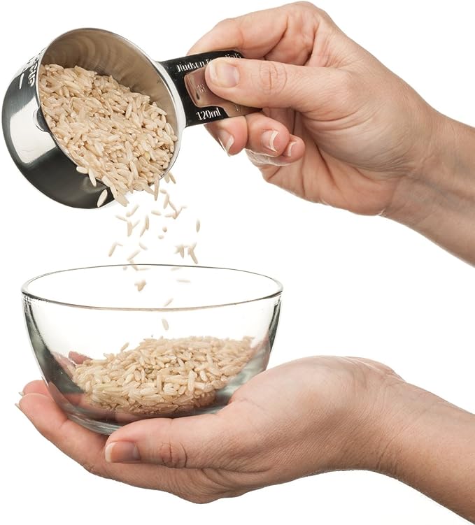 Hudson Essentials Stainless Steel Measuring Cups Set - Stackable Set with Spout
