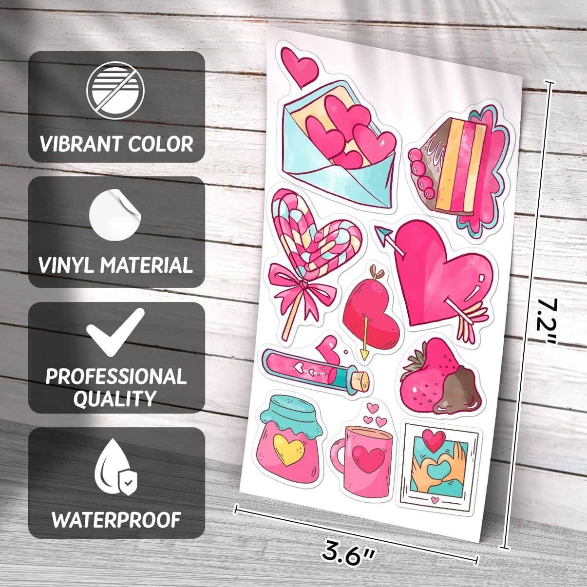 Cute Love Themed Stickers Pack for Kids Teens Scrapbooking Laptop Water Bottles Journals DIY Crafts Vinyl 50pcs Phone Case Bumper Motorcycle Bedroom Car