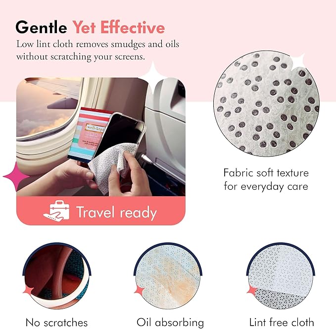 Well-Kept Tech & Lens Wipes - Eyeglass, Screen & Phone Cleaning, Multi-Surface, Lint-Free, Pre Moistened, Streak-Free & Non Scratching - Better Days, 12 Pack (180 Count)