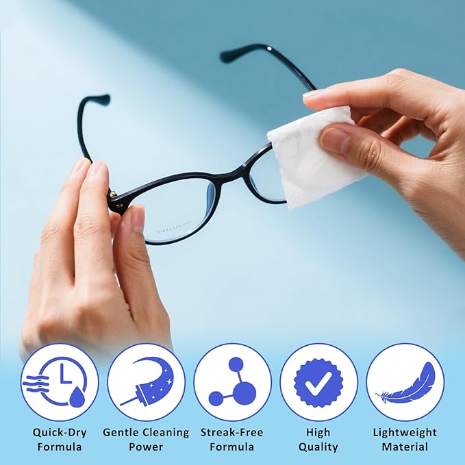 Eye Glasses Cleaner Wipes,Lens Wipes for Glasses/Sunglasses/Eyeglasses,Lens Cleaning Wipes,Eyeglass Wipes,Cleaning Wipes,Lens Wipes Individually Wrapped,Safe for All Lens Surfaces(500PCS)