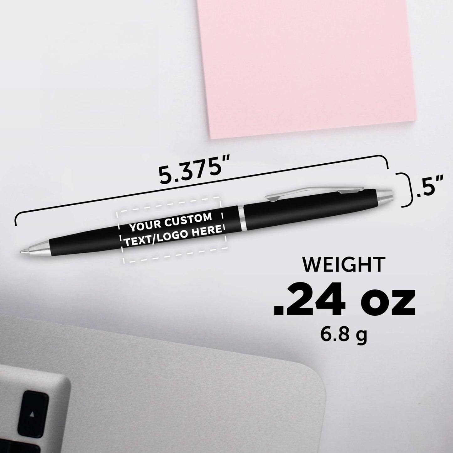 Personalized Langham Ballpoint Pens, Set of 10/50/100 by DISCOUNT PROMOS - Black Ink, Great for Office, Business, Tradeshows - Black