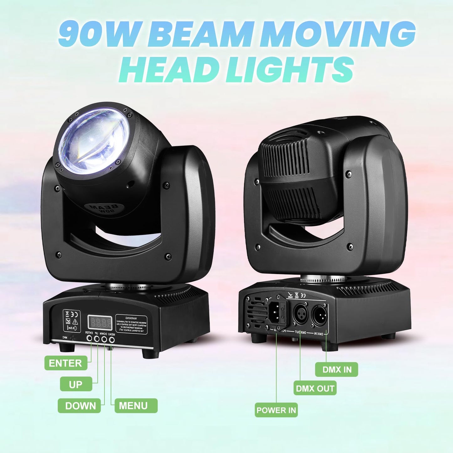 90W Led Moving Head Dj Lights Mini Beam Stage Lights Super Bright Spot Rgbw 4In1 Dmx 512 12Ch Sound-Activated For Wedding Dj Par
