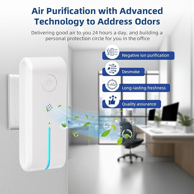 Plug In Air Ionizers - Air Ionizer for Home,Air Purifier Plug In with Night Light Negative Filterless Mobile Air Ionizer Portable Mini Air Cleaner for Home,Office,Living Room,Garage Room (4)