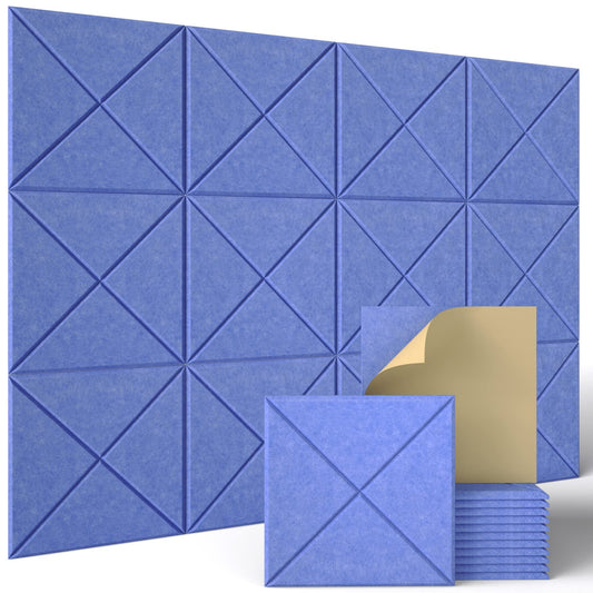 Sonicism 12 Pack X-Lined Acoustic Panels with Self-Adhesive, 12 X 12 X 0.4 Sound Proof Foam Panels, Decorative Soundproof Wall P