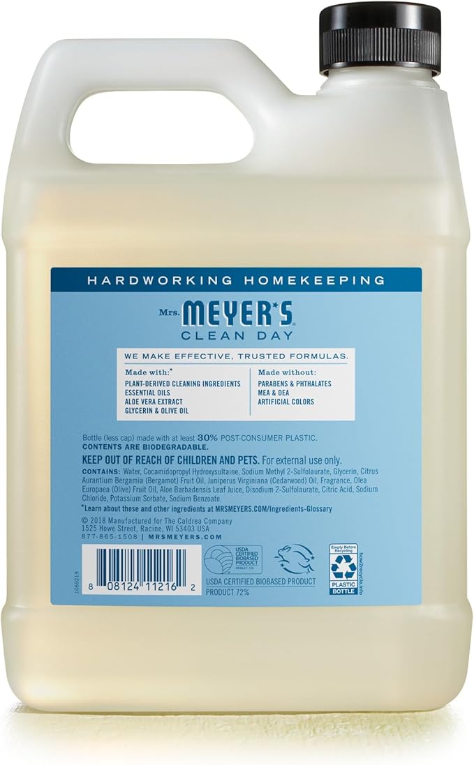 MRS. MEYER'S CLEAN DAY Liquid Hand Soap Refill, Rainwater, 33 OZ