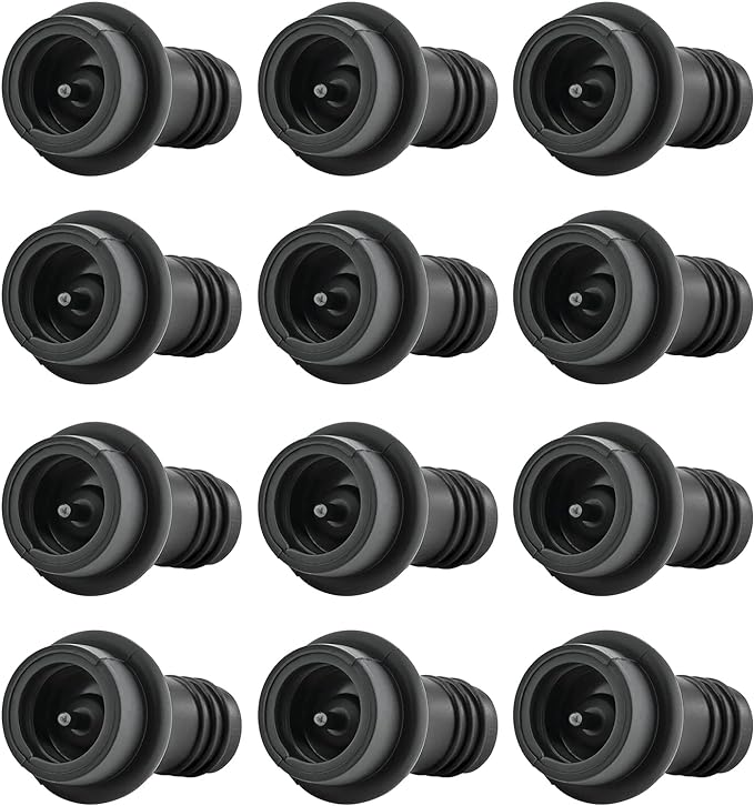 WOTOR Wine Stoppers Vacuum, Silicone Wine Saver & Preserver, Reusable Bottle Sealer, Keep Fresh (Black, 12 Pieces)