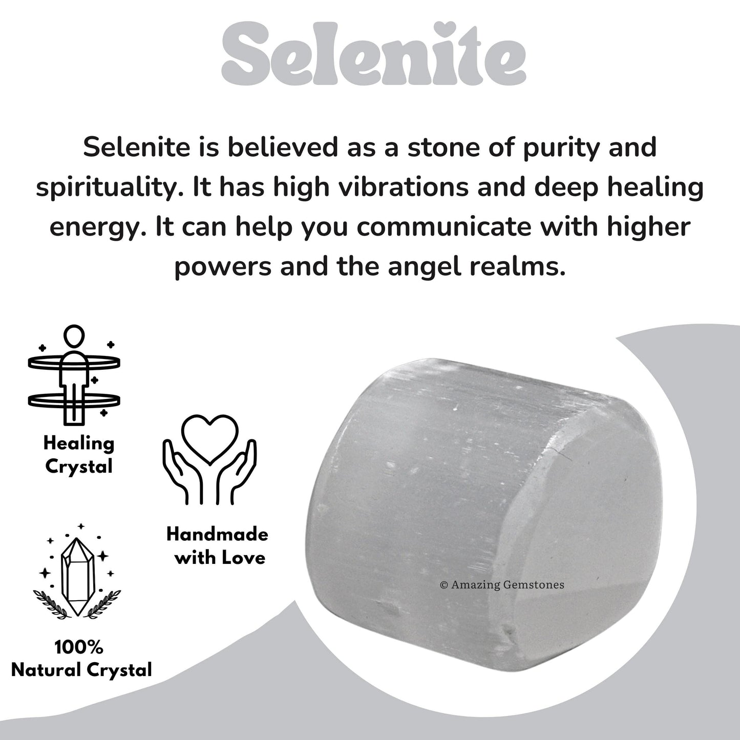 Amazing Gemstone Selenite Crystals and Healing Stones Tumbled - 1 oz Selenite Stone Gem Stones, Natural Healing Stones for Energy Balance, Stress Relief - Premium Polished Gems Rocks for Meditation