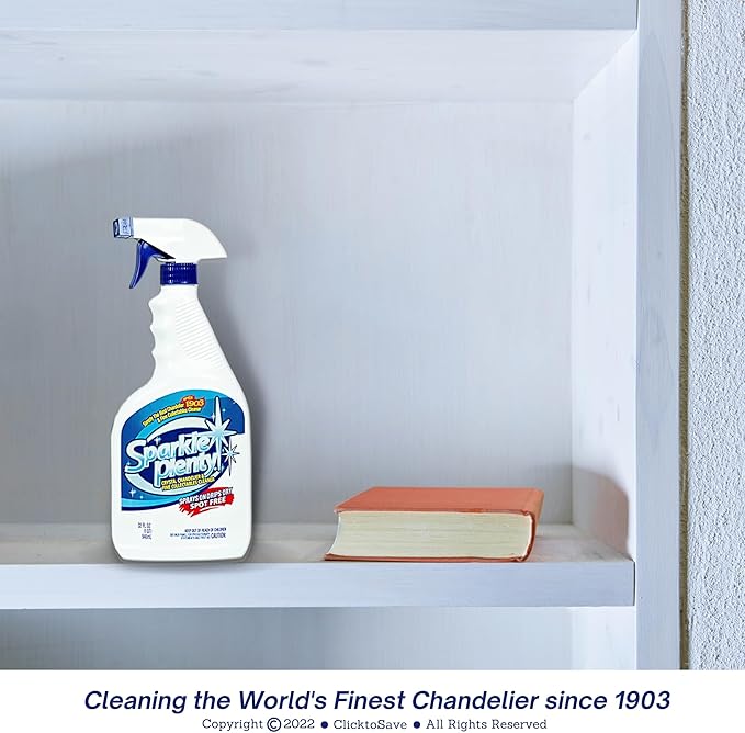 Sparkle Plenty Chandelier Cleaner Drip Dry Spray No Wipe -Dust Remover & Streak Free Glass Cleaner Spray for Crystal Chandelier & Window Screen -Versatile Household Cleaning Supplies (32 oz, 1 Gallon)