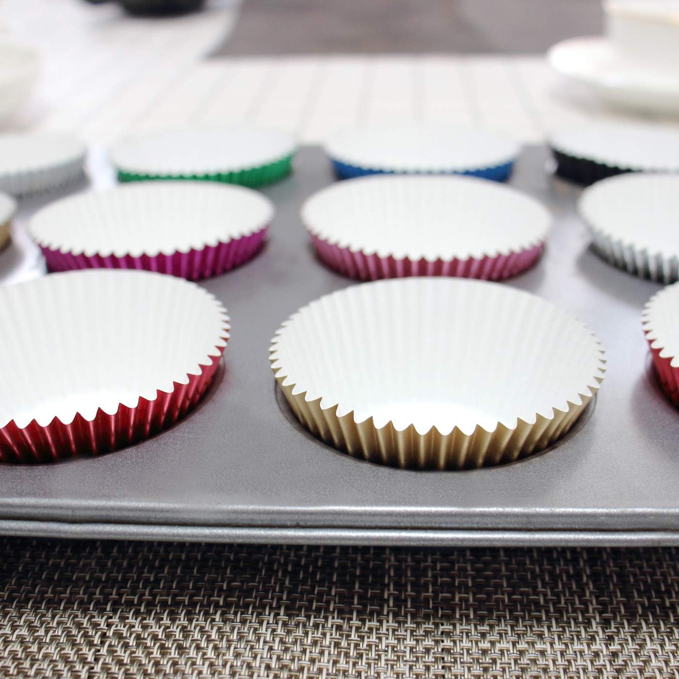 Eoonfirst Navy Blue Foil Cupcake Case Liners Baking Muffin Paper Cups 200 Pcs