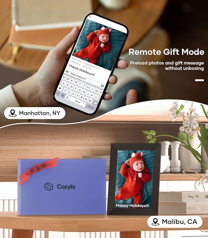 Cozyla Digital Photo Frame WiFi Smart Digital Picture Frame Free Unlimited Storage Share Photo with Family and Friend via App Email Google Photos Instagram Web Browser Photo Frame Electronic 10.1 Inch
