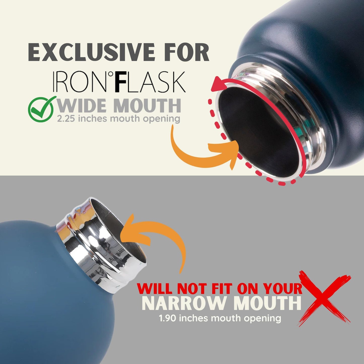 IRON °FLASK Carabiner Straw Lid for Wide Mouth Insulated Sports Water Bottles, Simple BPA Free, 2 Lids, 4 Straws, 2 Cleaning Brushes (Black)