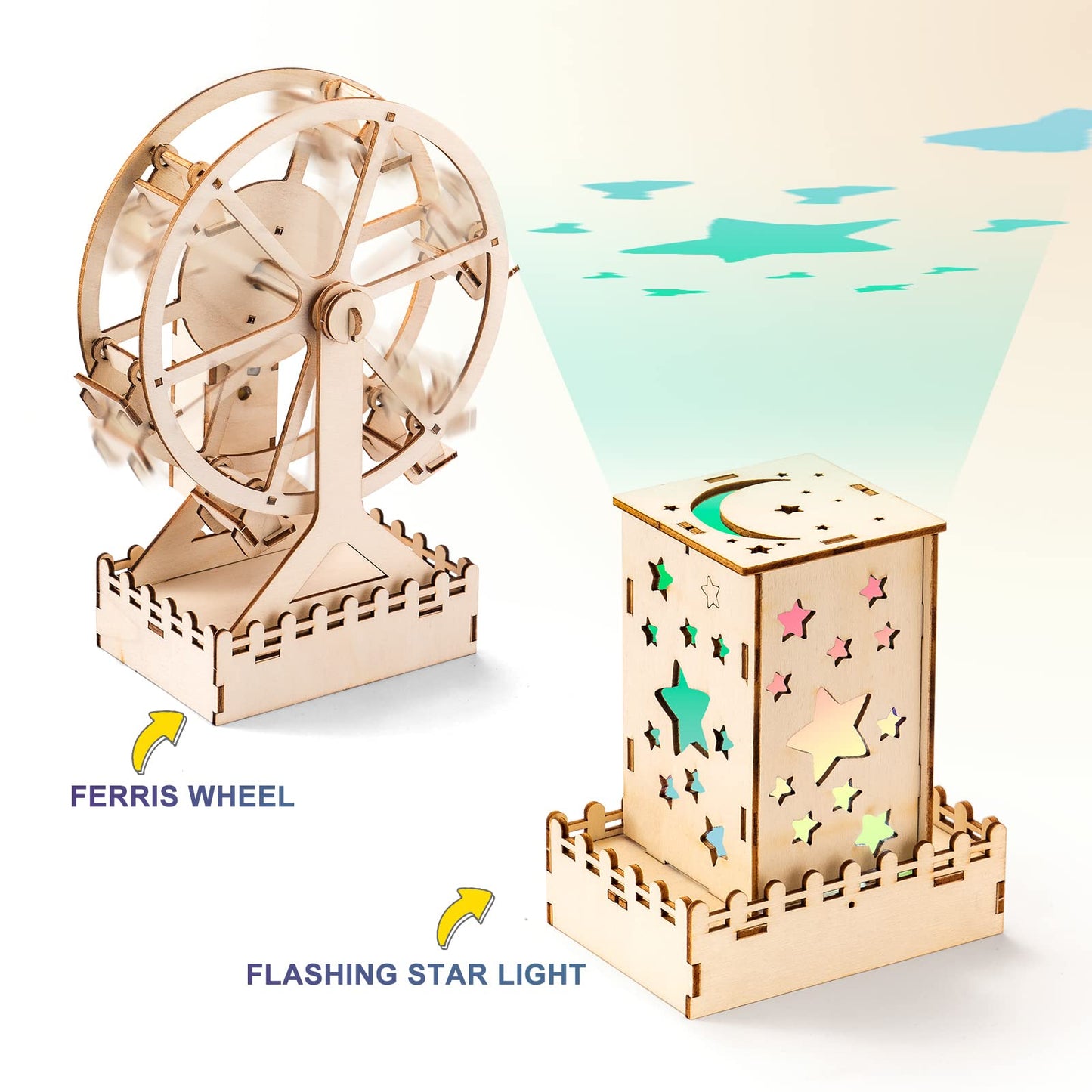 Yutin 5 Individual STEM Science Kits for Kids, Wood Arts and Craft Kits, STEM Toys for Boys Girls Age 8-12 8 10 12 13 14 Birthday Gift Idea, 3D Puzzles Building Engineering Model Set