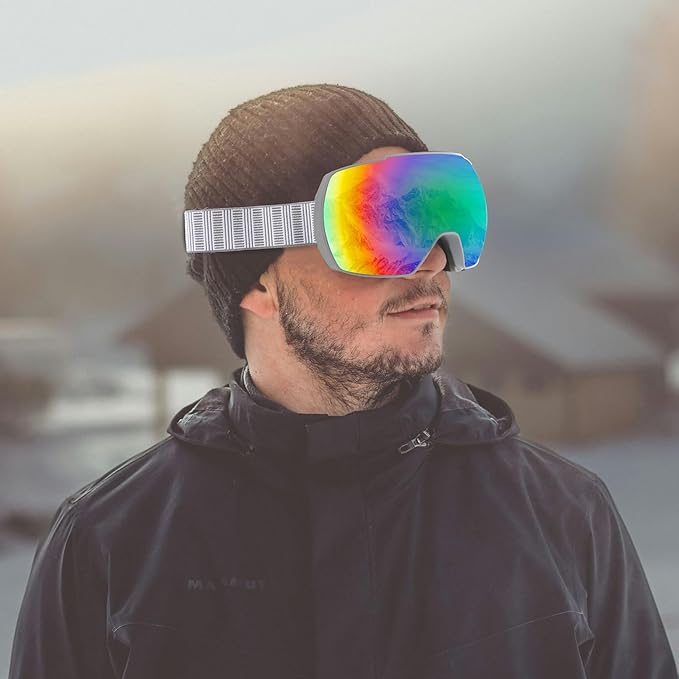 OULAIQI OTG Ski Goggles UV400 Anti-Fog Snowboard Glasses for Men Women Youth- Perfect for Skiing, Snowboarding,Winter Sports