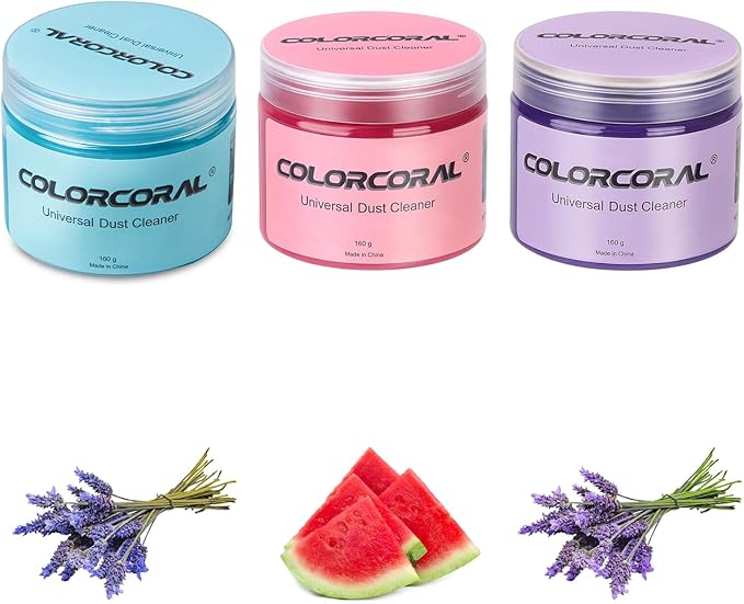 COLORCORAL 3Pack Car Cleaning Gel for Keyboard Cleaner,Lavender Scented,Watermelon Scent