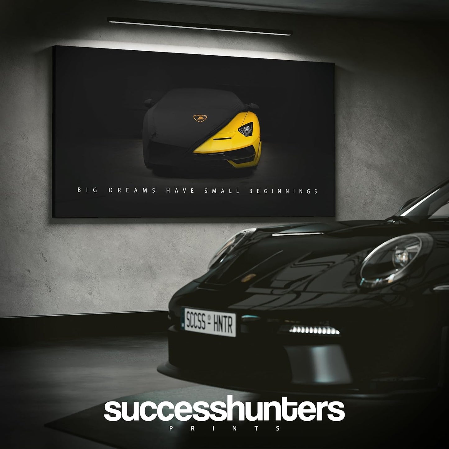 Motivational Wall Art for Office, Super Car Art Canvas, Inspirational Automotive Decor for Lamborghini Sportscar Lovers, Motivational Wall Decor for Office and Home, Inspiring Car Poster (20 X 10 in)