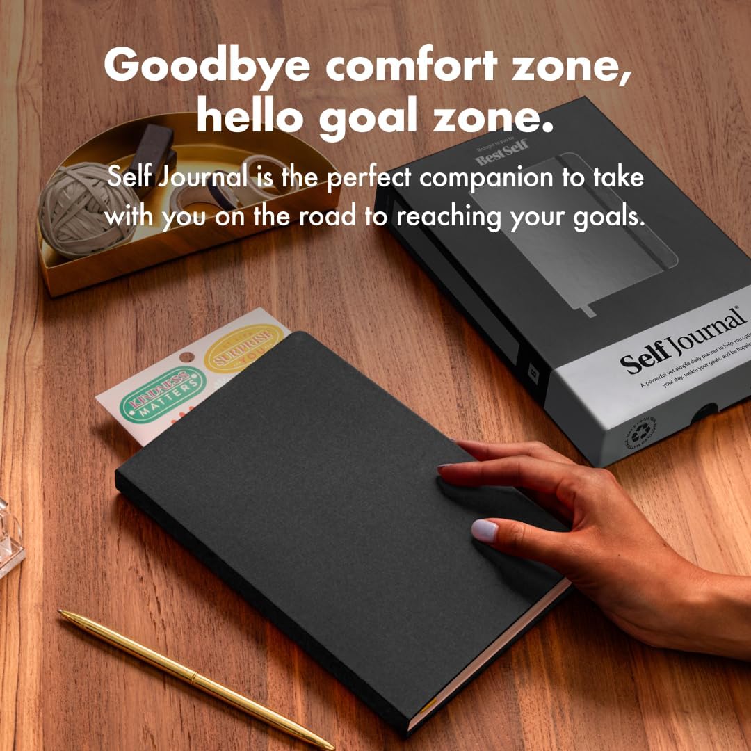 BestSelf 13-Week Self Journal & Goal Planner – Undated Daily ADHD-Friendly Journal for Men & Women | Productivity, Gratitude, Reflection & Habit Tracker | 2025 Life Organizer with Prompts, Black