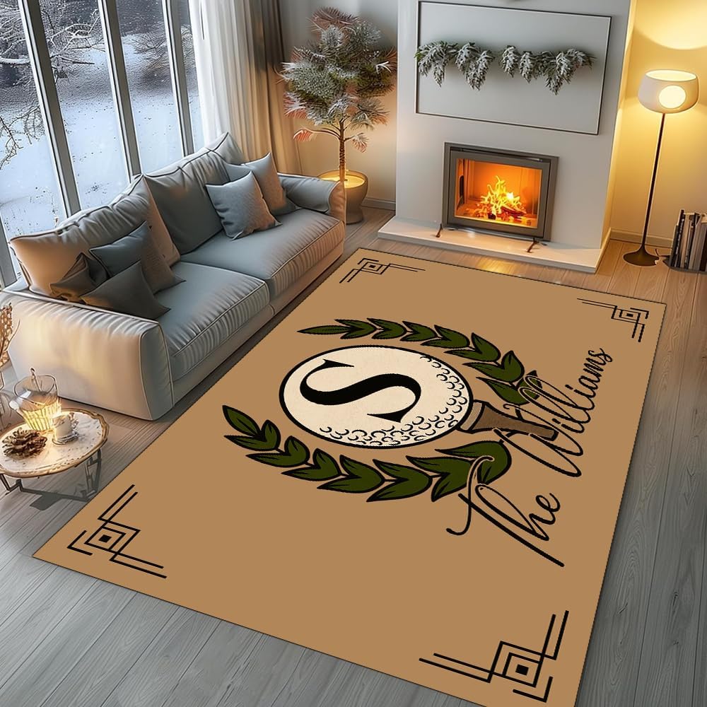 ENCYCOM Personalized Golf Area Rug - Custom Welcome Floor Mat with Family Name, Non Slip Outdoor Entry Rug for Porch, Garage, or Home Decor, Nice Gift for Golf Lover (Golf Rug 03)