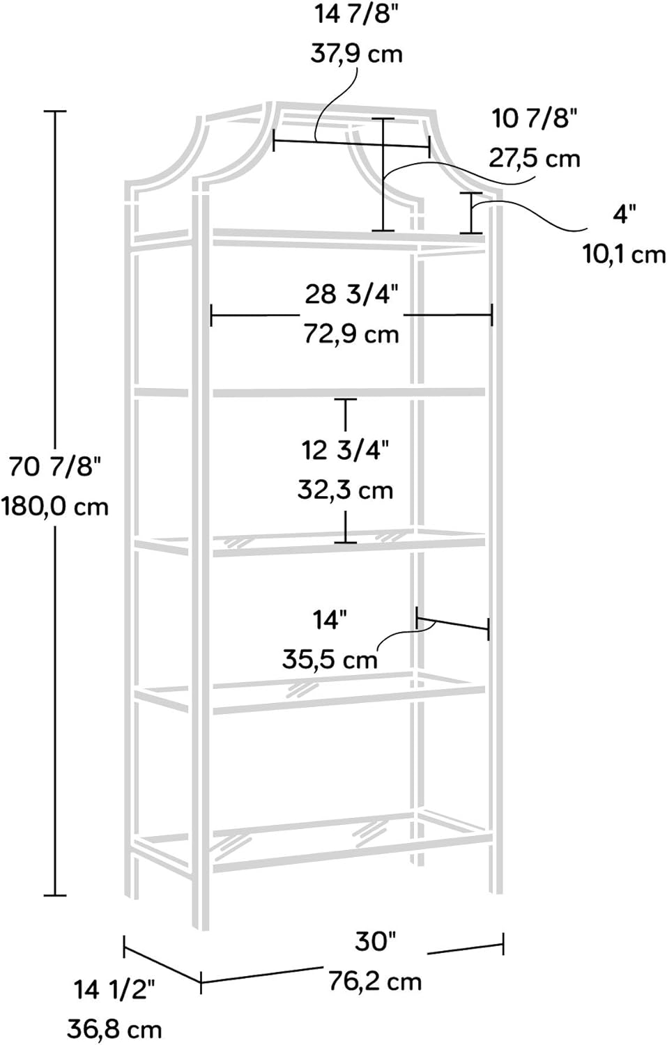 Sauder Harvey Park Bookcase/Book Shelf, Black