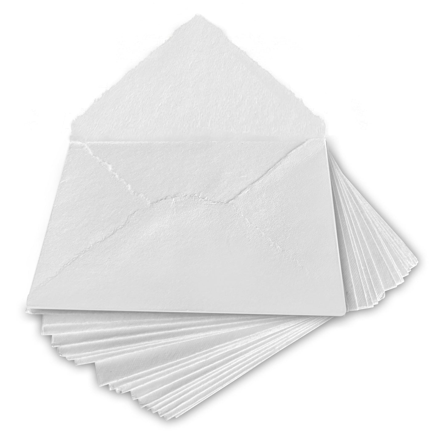 Wanderings Handmade White Deckle Edge Envelope - Medium Size 5.25" x 7.25" Package of 25 - for Save the Dates, Wedding Invitations, Calligraphy, Letterpress - 150 GSM