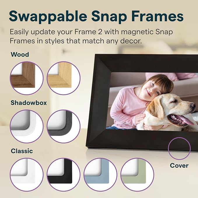 Skylight Digital Picture Frame 2 – 10" Full HD Wi-Fi Touch Screen, 16GB Digital Photo Frame, Load Photos & Videos Directly from Phone, Anti-Glare – Personalized Gifting, Rubber Wood Birch Brown