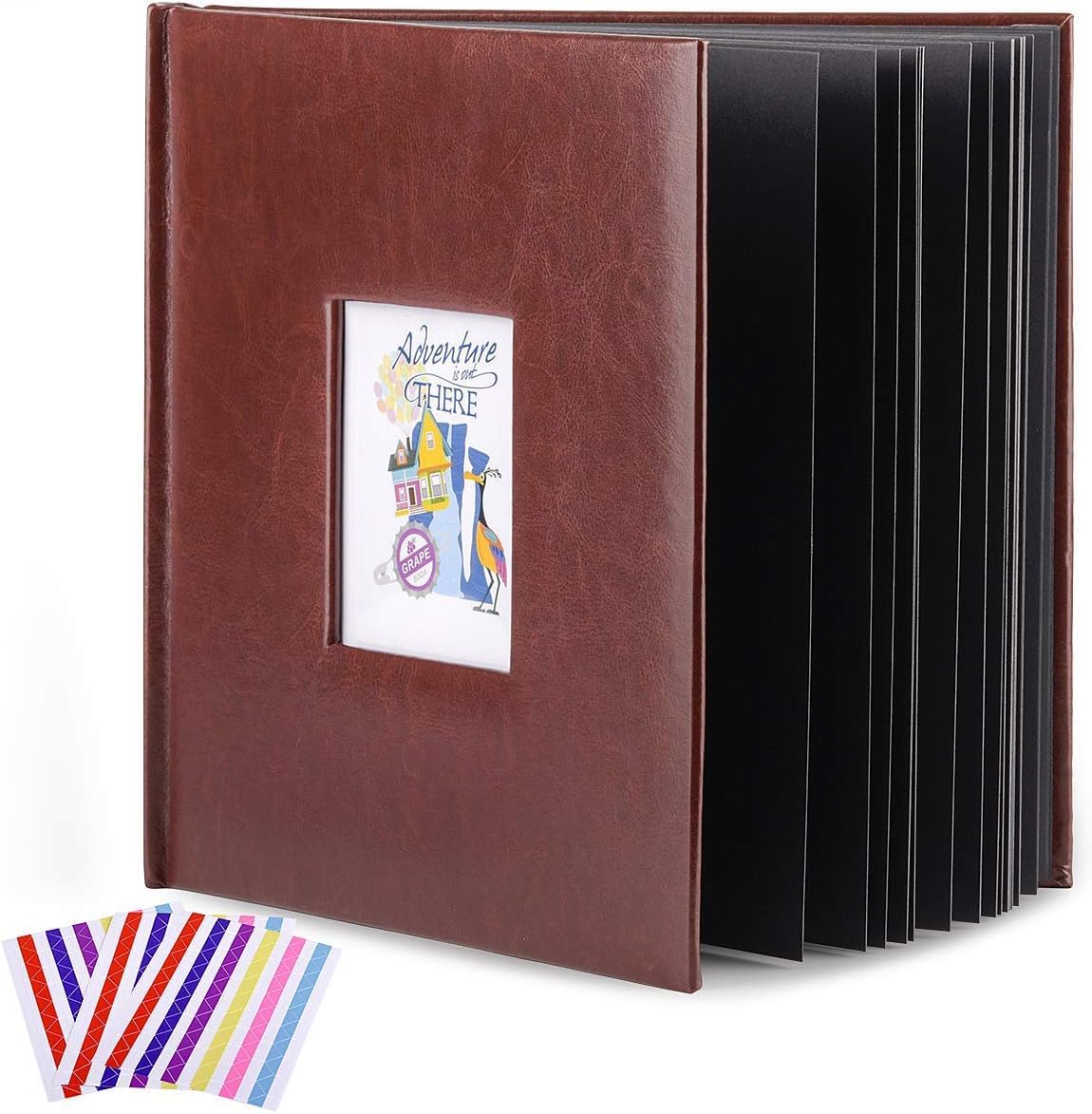 Leather Scrapbook Album DIY Set Scrap Book Album Hardcover Pictures Book 10.5"x10.5",DIY,Handmade for Anniversary,Family Memories,Couples,Friend&Baby,Accommodates 3x5 to 8x10 Photos (Leather-brown)