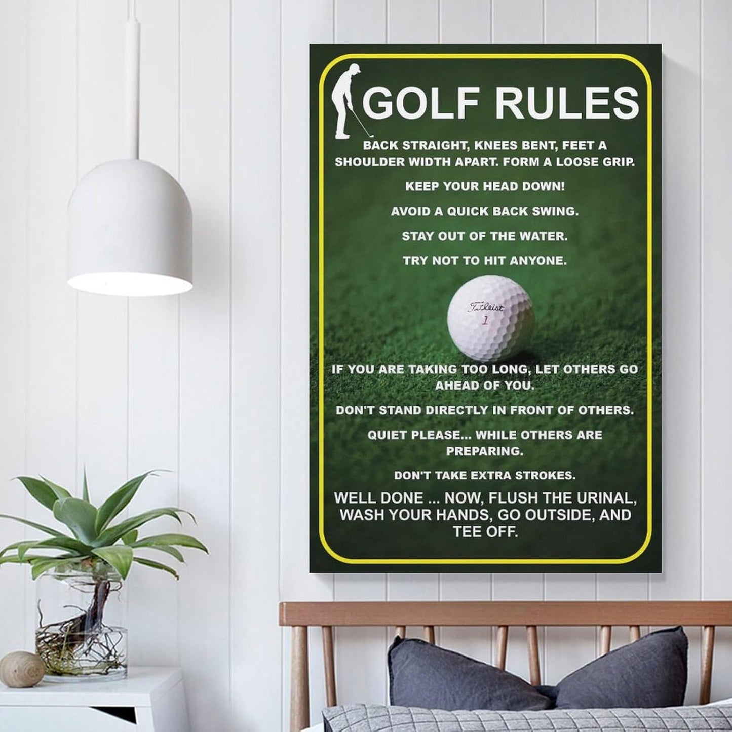 Funny Golf Rules Sign, Unique Man Cave Wall Art, Humorous Golfer Gift, Canvas Painting Posters And Wall Art Pictures Are Used For Room Aesthetics And Decoration 12x18inch(30x45cm)