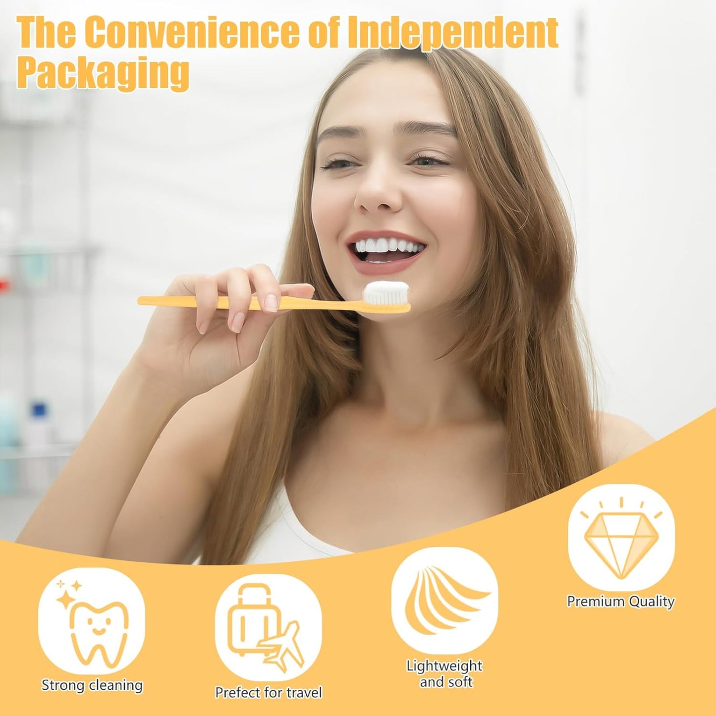 NICEMOVIC 50 Pack Disposable Toothbrushes Bulk with Toothpaste and Comb Travel Size Toothpaste Set Homeless Care Package Supplies for Bulk Individually Wrapped Disposable Travel Hotel Charity, Yellow