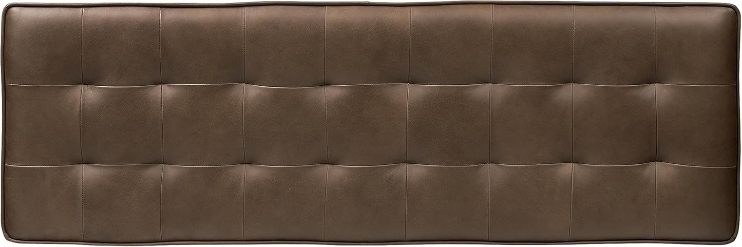 POLY & BARK Napa Luca Leather Bench in Cocoa Brown