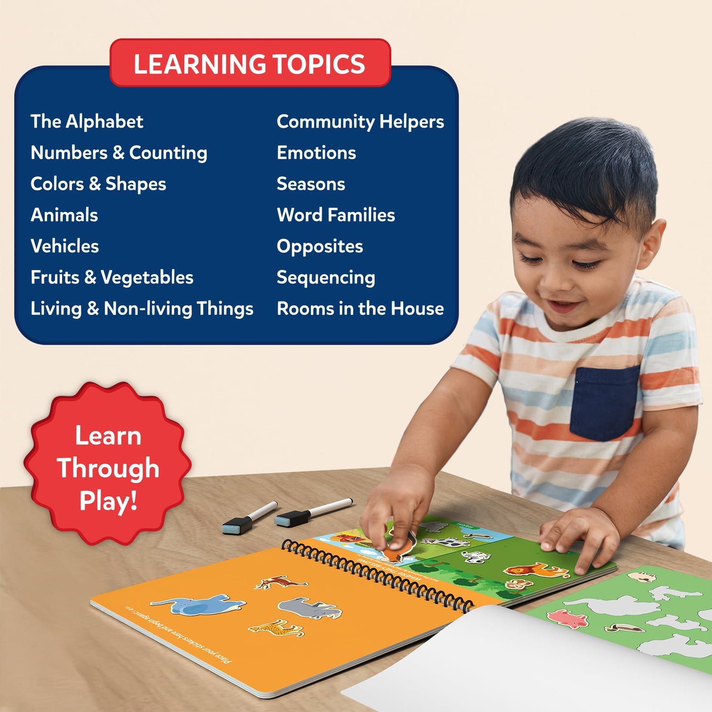 Skillmatics Busy Book for Preschoolers – Preschool Learning Activities, Mess-Free & Pre-Assembled, 150+ Reusable Stickers, Educational Homeschool & Travel Toy, Gift for Toddlers for Ages 3, 4, 5, 6