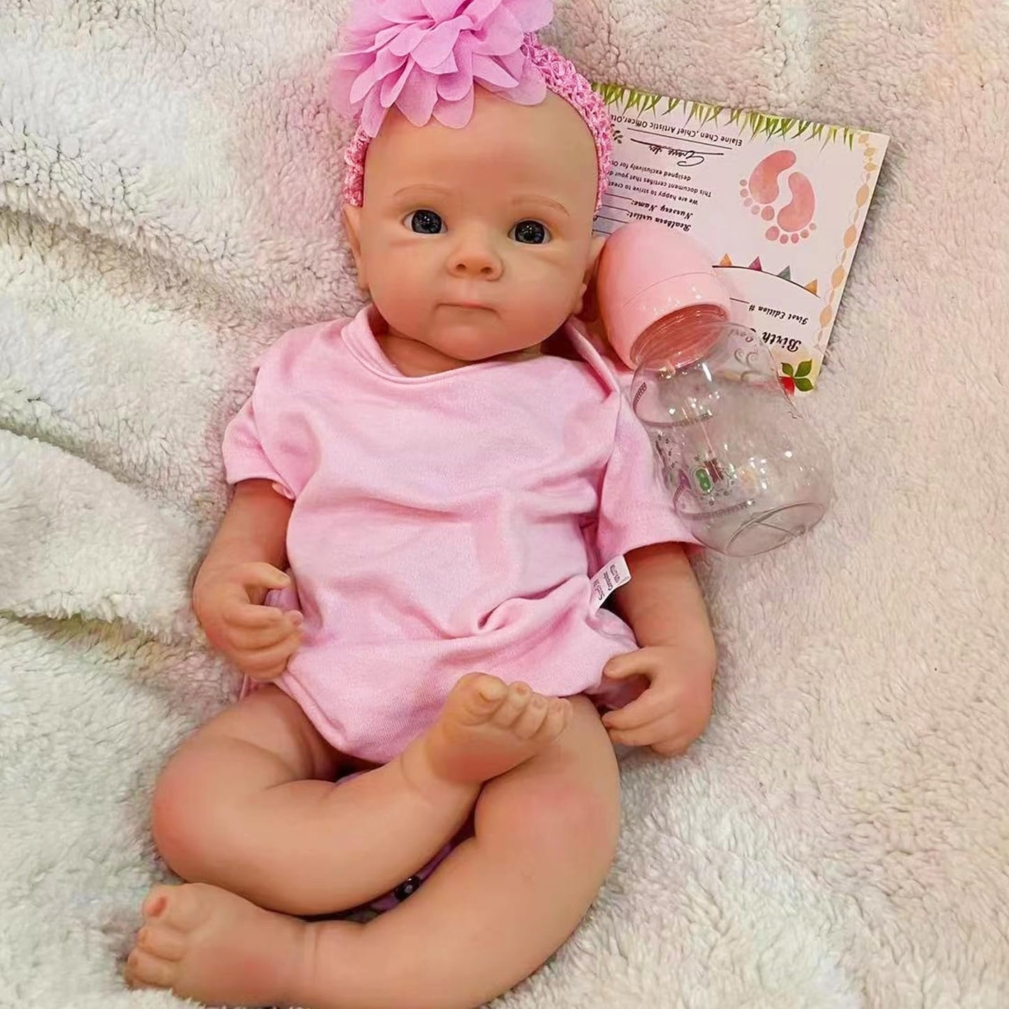 OtardDolls 18 Inch Silicone Baby Doll Full Body Girl Soft Lifelike Realistic Newborn with Clothes and Bottles for Kids