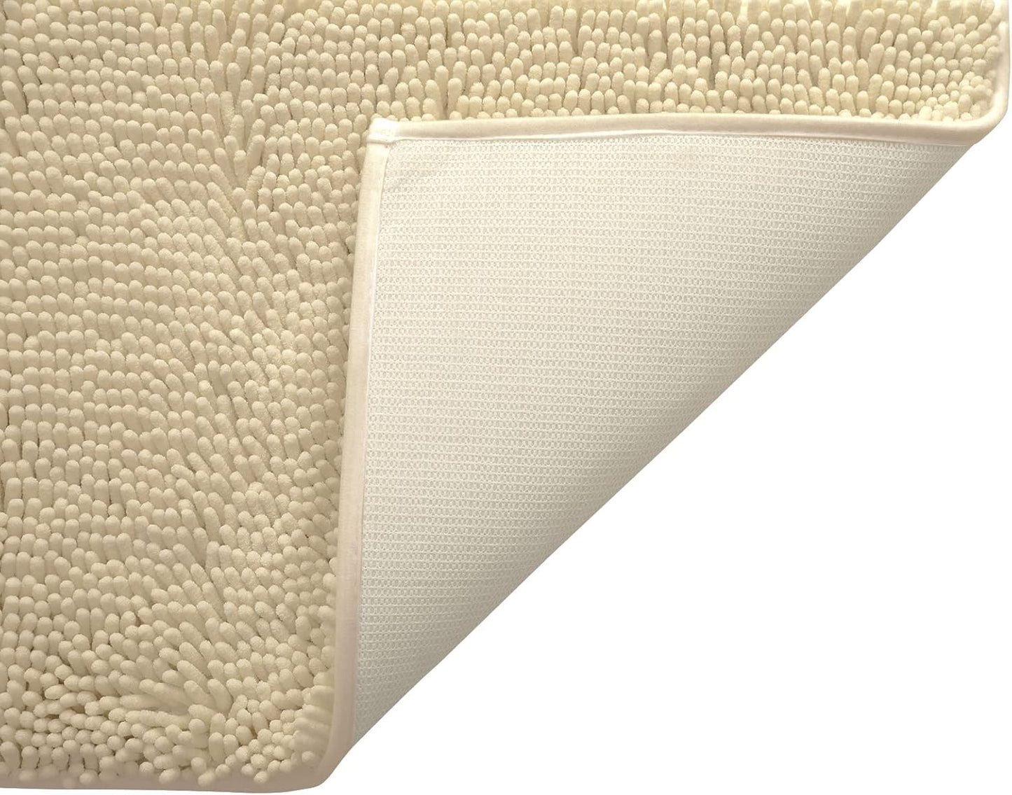 Non-Slip Bath Rug,Extra Soft Microfiber Bedroom Shag Carpet with Anti-Slip Backing,Water/Dust Absorbent Fast Dry Shower Mat,Sound Insulated Stairs Pad,Machine Washable (Beige,17 x 27 Inches)