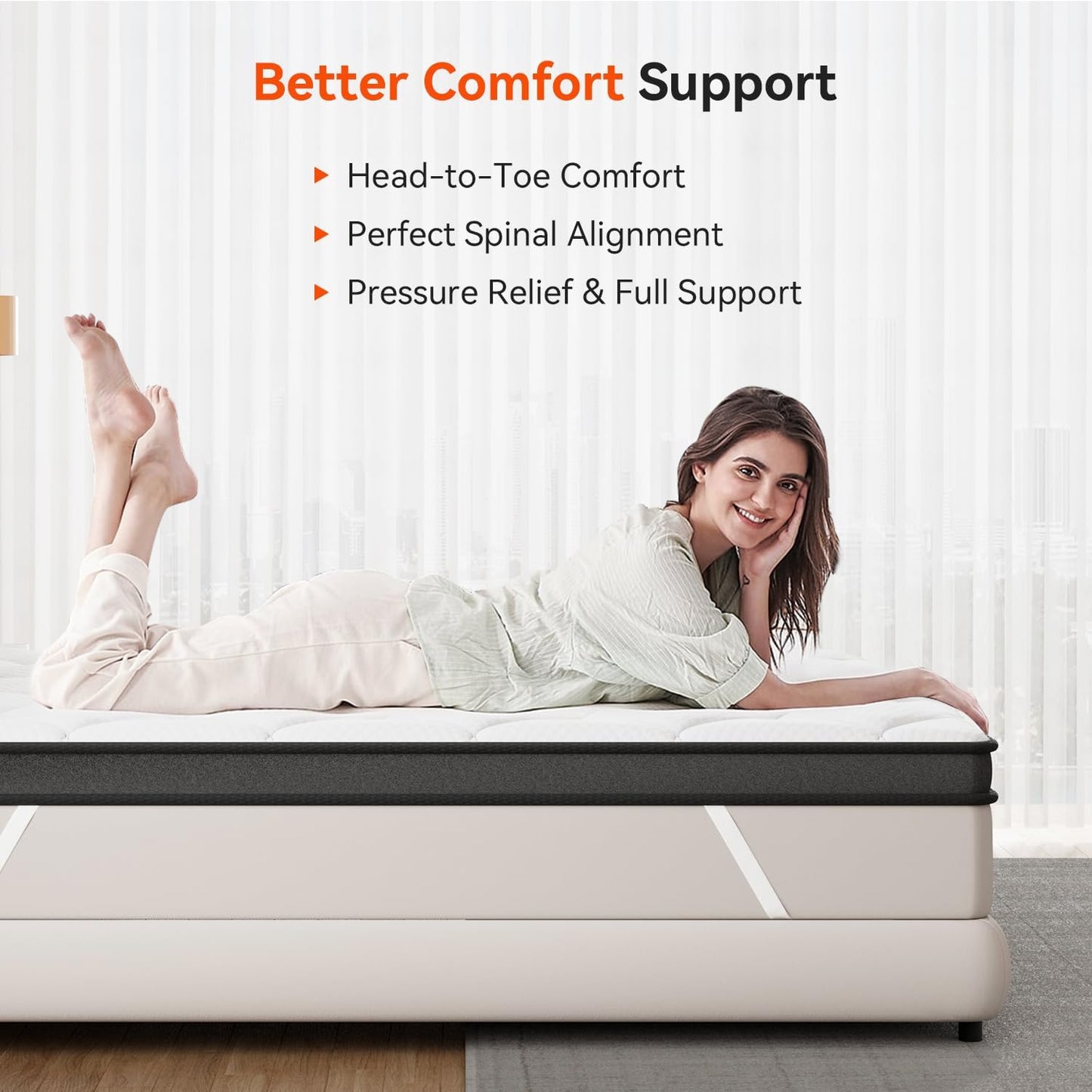 ELEMUSE 3 Inch Queen Memory Foam Mattress Topper, High Density Gel Foam Bed Toppers with Cooling Pillowtop for Back Pain Relief, Medium Firm Mattress Pad for Comfort Body Support