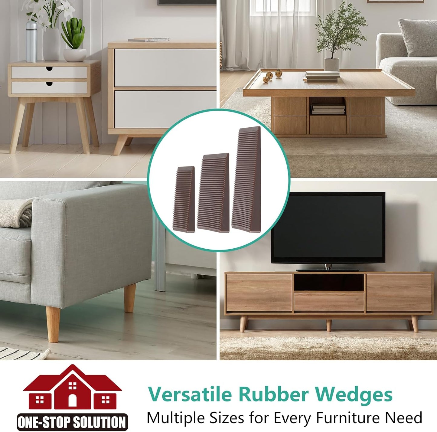 Furniture Leveler 24pcs Kit Size Variety | Multi-Purpose Rubber Shim for Leveling Feet Stable | Anti-Wobble Pad for Uneven Table, Dresser Leg, Toliet and More Furniture | Prevent from Wobbling