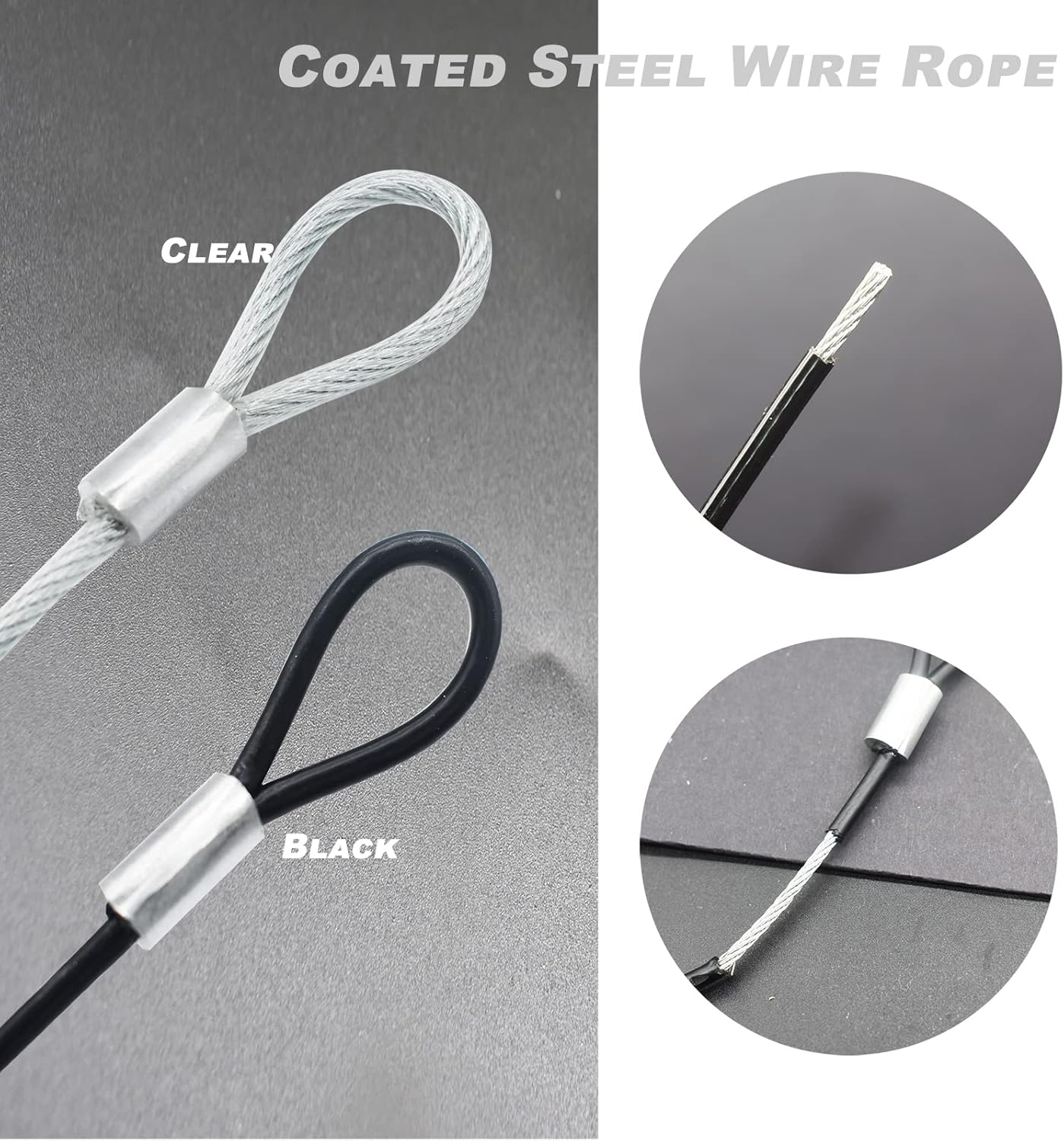 16FT 4mm Stainless Steel Outdoor Travel Security Cable Lock,Braided Steel Coated Safety Cable Luggage Lock,Safety Cable Wire Rope Double Loop