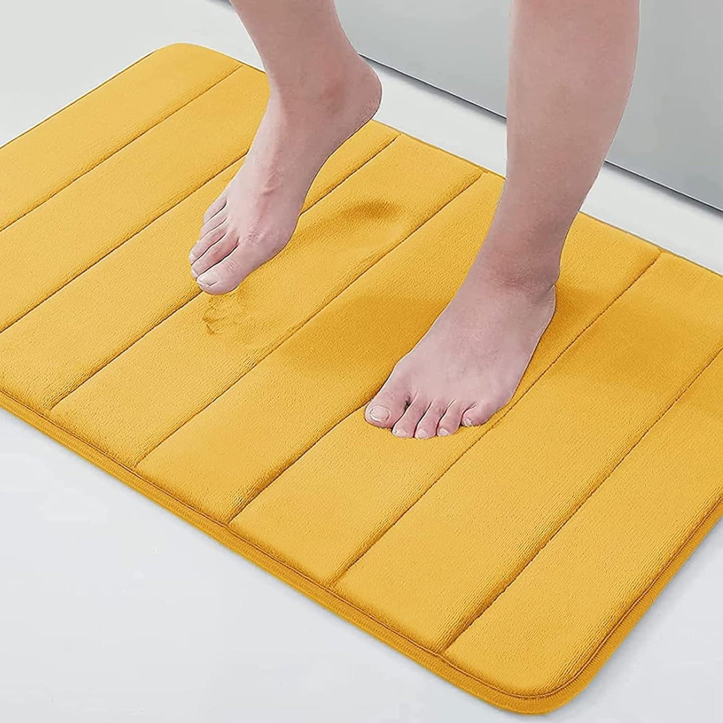 Buganda Memory Foam Bath Mat, 30" x 20", Ultra Soft and Non-Slip Bathroom Rugs, Water Absorbent and Machine Washable Bath Rug for Bathroom, Shower, and Tub, Yellow