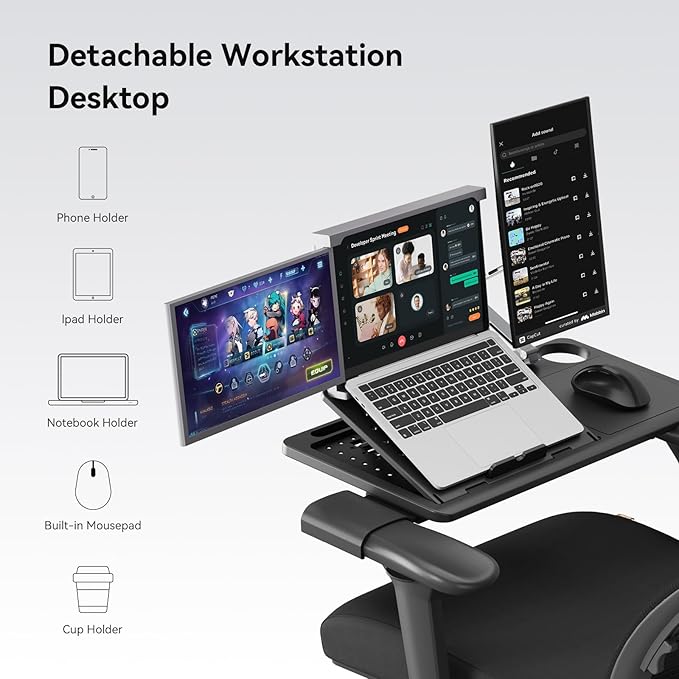 Newtral Office Chair Ergonomic - Home Office Desk Chair, Back Pain Chair with Auto-Following Lumbar Support, 4D Armrest, Seat Depth and Height Adjustable (No Foot Rest + Laptop Tray, Black)